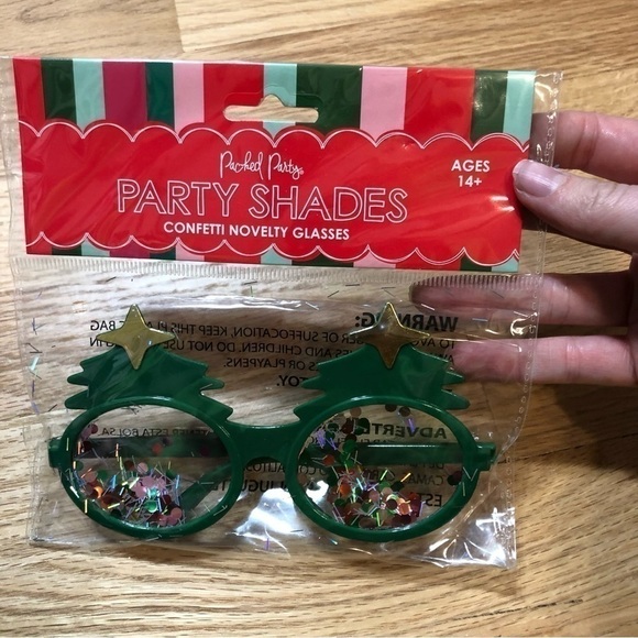 Packed Party Christmas Tree Confetti Glasses NEW Green Novelty - Picture 3 of 3
